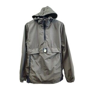 Paterson Mens M Anorak Jacket Green Black Logo Pullover Hooded Kangaroo Pouch